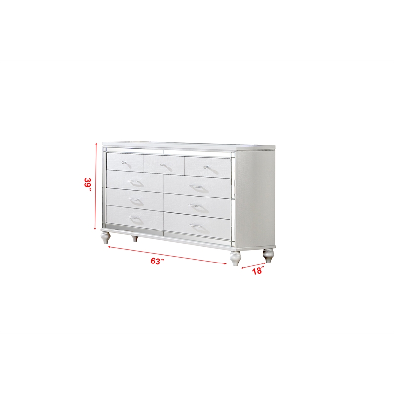 Sterling Full 5 PC LED Bedroom set made with wood in White Color