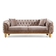 Vanessa Tufted Upholstery Sofa finished with Velvet Fabric in Taupe