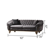 Vanessa 3 Piece Living Room Set Made With Velvet Upholstery in Gray