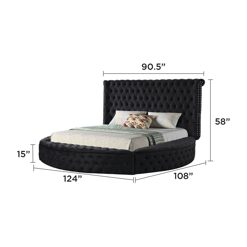 Hazel King Size Tufted Upholstery Storage Bed made with Wood in Black