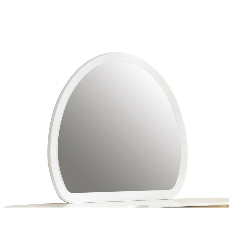Laura Oval Shaped Mirror made with Wood in White Frame