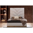Laura Gold Detailed King Size Upholstery Bed made with Wood in White Color