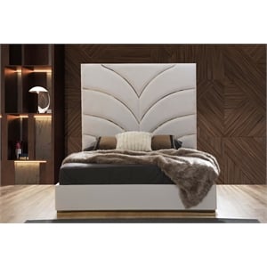 Laura Gold Detailed Queen Size Upholstery Bed made with Wood in White