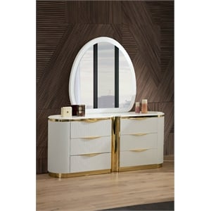 Laura Gold Detailed Modern Style Dresser made with Wood in White Color