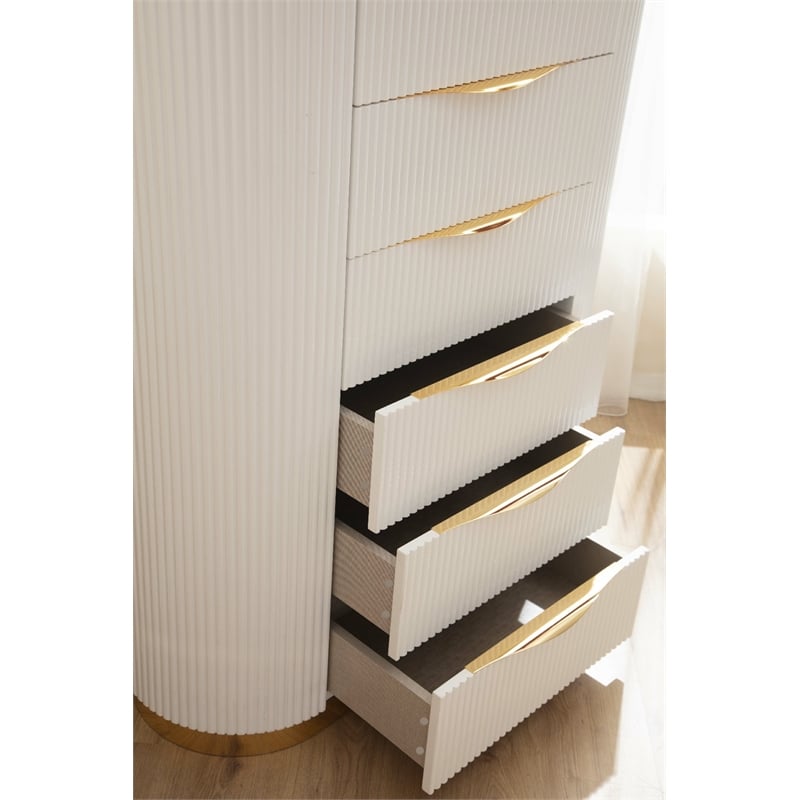 Laura Gold Detailed Chest made with Wood in White