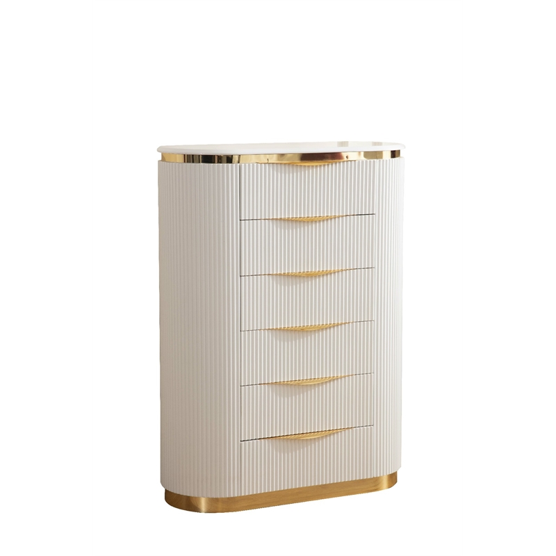 Laura Gold Detailed Chest made with Wood in White