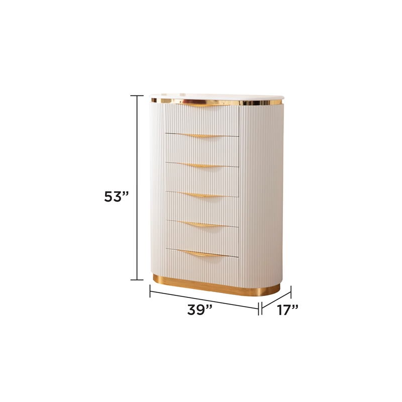 Laura Gold Detailed Chest made with Wood in White