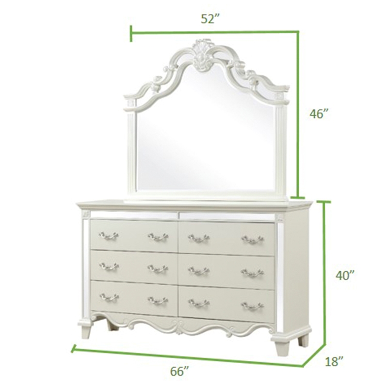 Milan Mirror Framed Dresser made with Wood in White