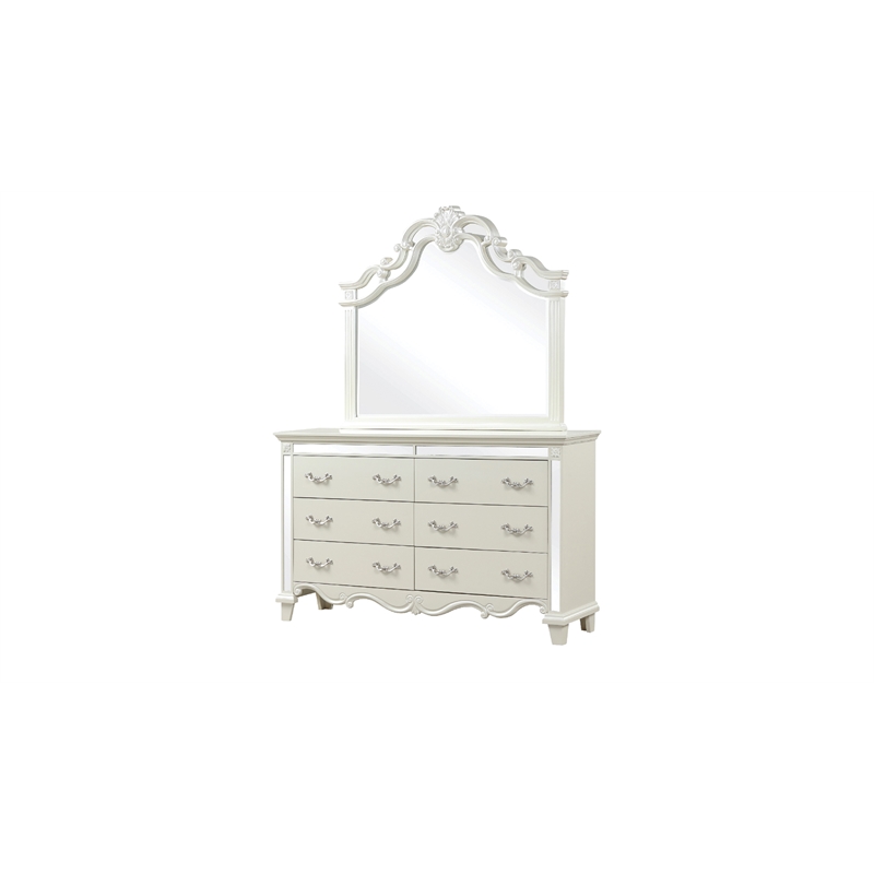 Milan Mirror Framed Dresser made with Wood in White