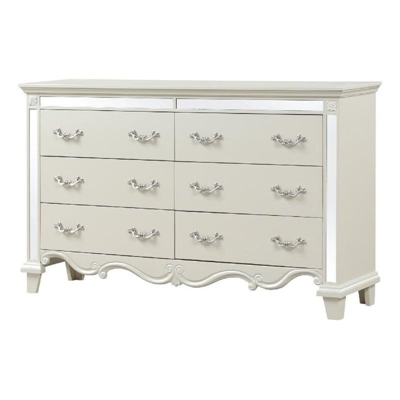 Milan Mirror Framed Dresser made with Wood in White