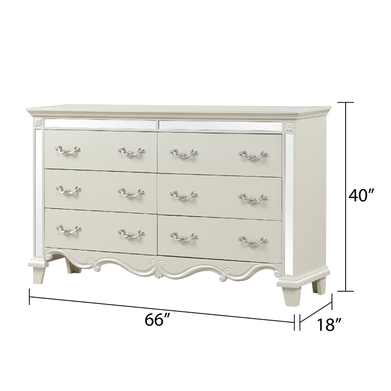 Milan Mirror Framed Dresser made with Wood in White