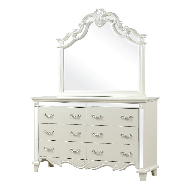 Milan Mirror Framed Dresser made with Wood in White
