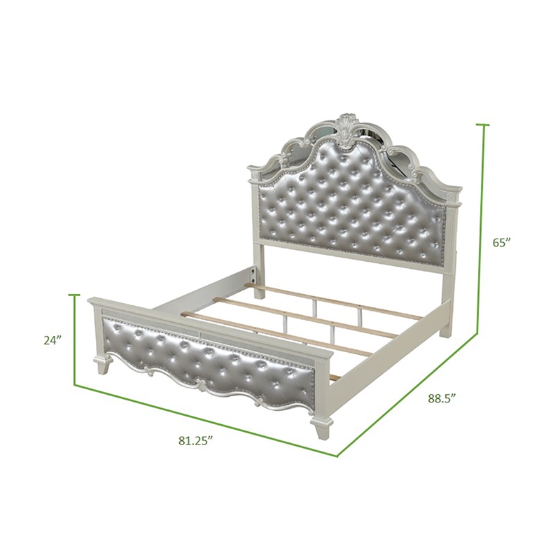 Milan Tufted Upholstery King Size Bed made with Wood in White
