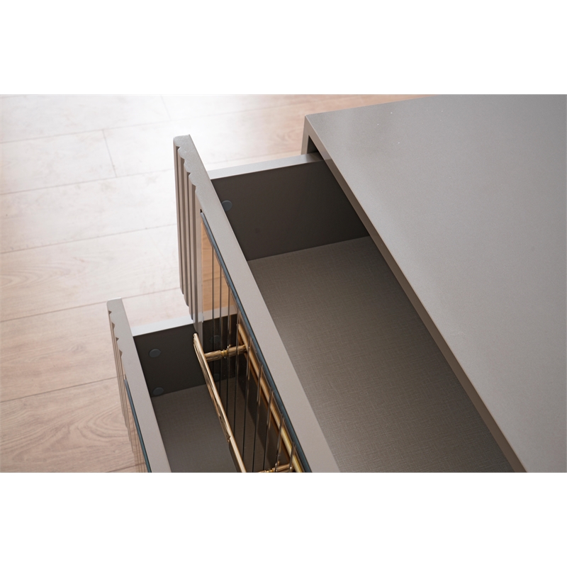 Lorenzo Modern Style Gold Detailed Nightstand made with Wood in  Gray