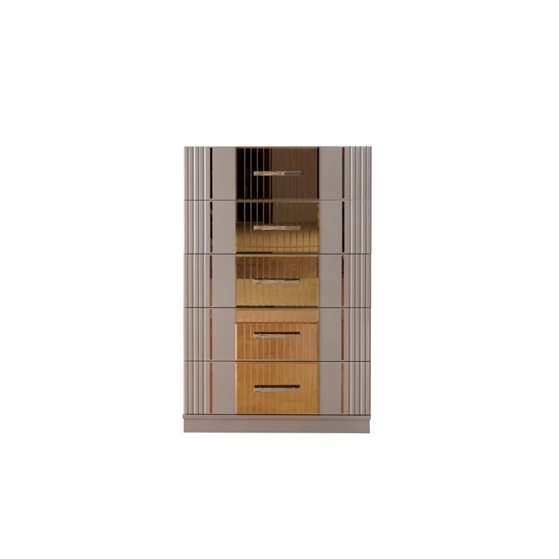 Lorenzo Gold Detailed Chest made with Wood and Gold accents in Gray
