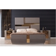 Lorenzo Gold Detailed Tufted Queen Bed made with Wood in River Sand Gray
