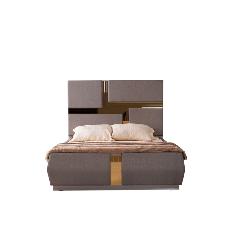 Lorenzo King 4PC Tufted Upholstery Bedroom set made with Wood in River Sand Gray