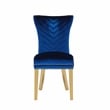 Eva 2 Piece Gold Legs Dining Chairs Finished with Velvet Fabric in Blue
