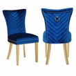 Eva 2 Piece Gold Legs Dining Chairs Finished with Velvet Fabric in Blue