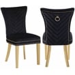 Eva 2 Piece Gold Legs Dining Chairs Finished with Velvet Fabric in Black