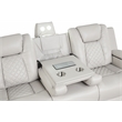 Benz LED & Power Reclining Sofa Made With Faux Leather in Ice/ White