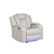 Benz LED & Power Recliner Chair Made With Faux Leather in Ice/ White