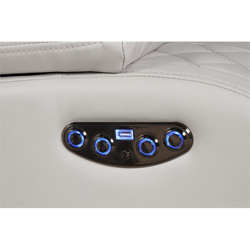 Benz LED & Power Recliner Chair Made With Faux Leather in Ice/ White