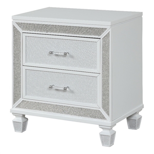 Crystal Nightstand Set Made with Wood Finished in White