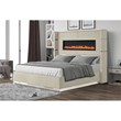 Lizelle Upholstery Wooden Queen Bed with Ambient lighting in Beige Velvet Finish