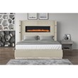 Lizelle Upholstery Wooden Queen Bed with Ambient lighting in Beige Velvet Finish