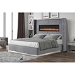 Lizelle Upholstery Wooden Queen Bed with Ambient lighting in Gray Velvet Finish