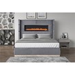 Lizelle Upholstery Wooden Queen Bed with Ambient lighting in Gray Velvet Finish