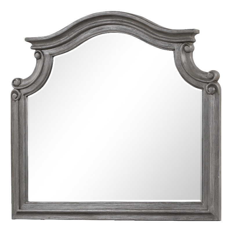 Grace Traditional Mirror Made With Wood in Gray
