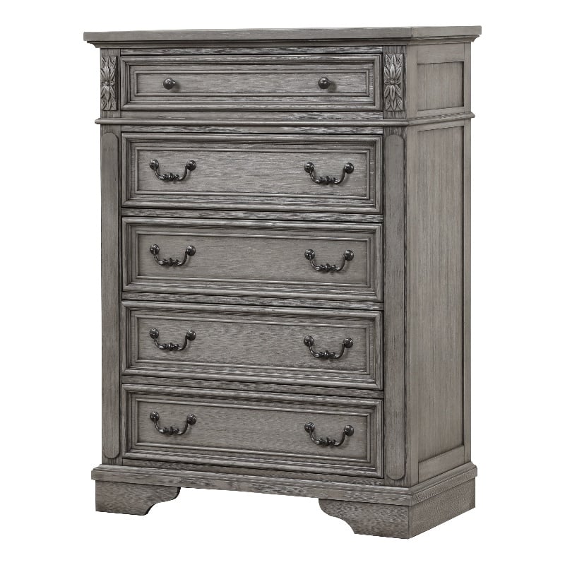 Grace Traditional Chest Made With Wood in Gray