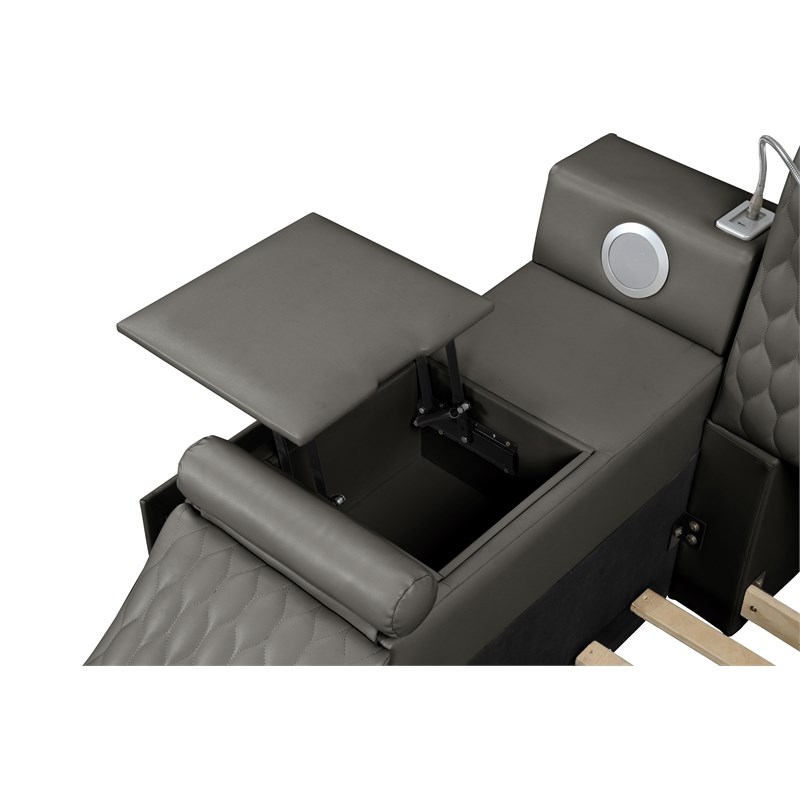 Zoya Smart Multifunctional Wood Queen Bed in Gray