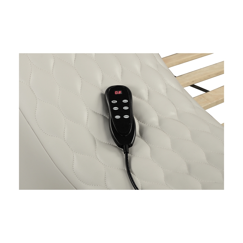 Zoya Smart Multifunctional King Size Massage Bed Made with Wood in Beige