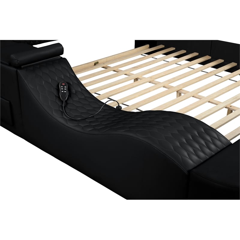 Zoya Smart Multifunctional King Size Bed Made with Wood in Black