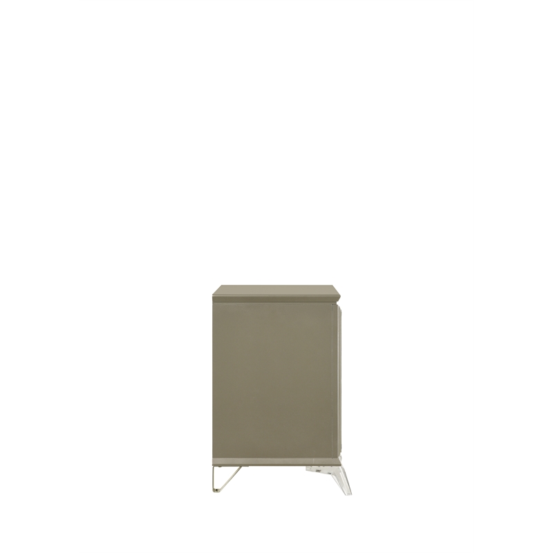 Samantha Modern Style 2-Drawer Nightstand Made with Wood in Silver