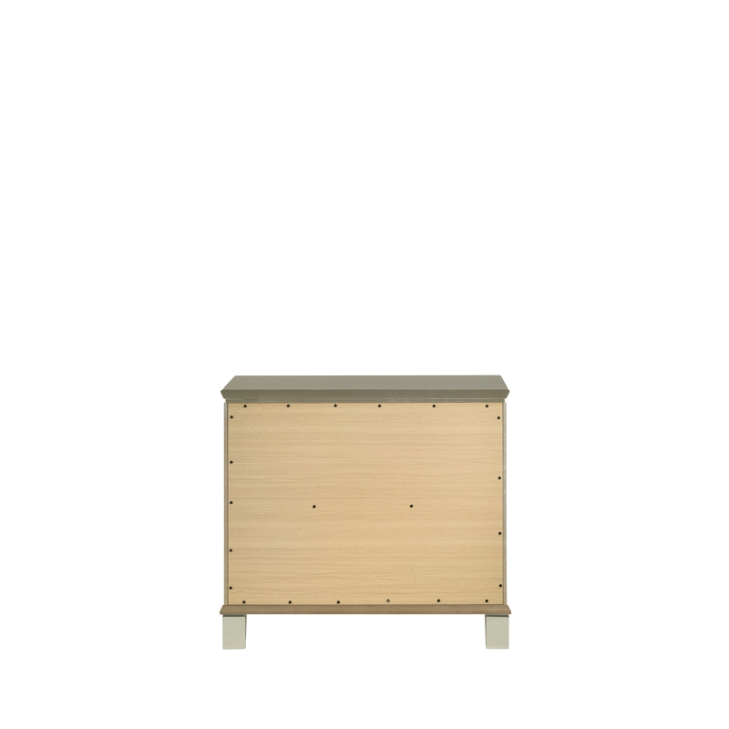 Samantha Modern Style 2-Drawer Nightstand Made with Wood in Silver