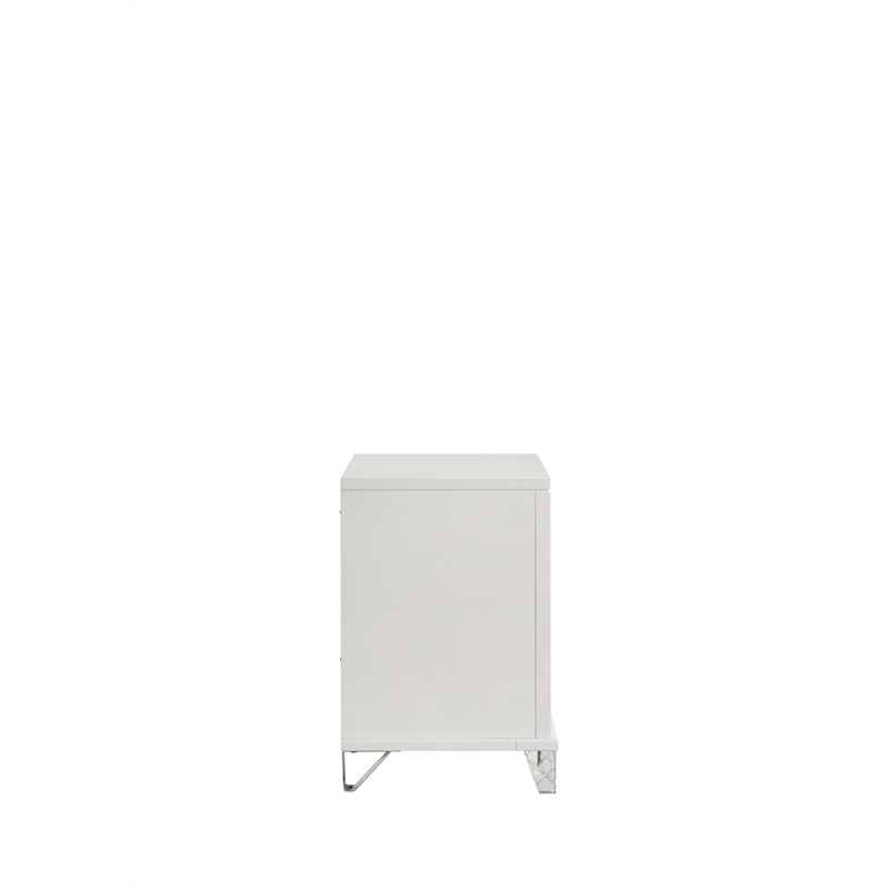 Prism Modern Style 2-Drawer Nightstand Made with Wood in White Color