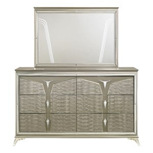 Samantha Modern Style 6-Drawer Dresser Made with Wood in Silver