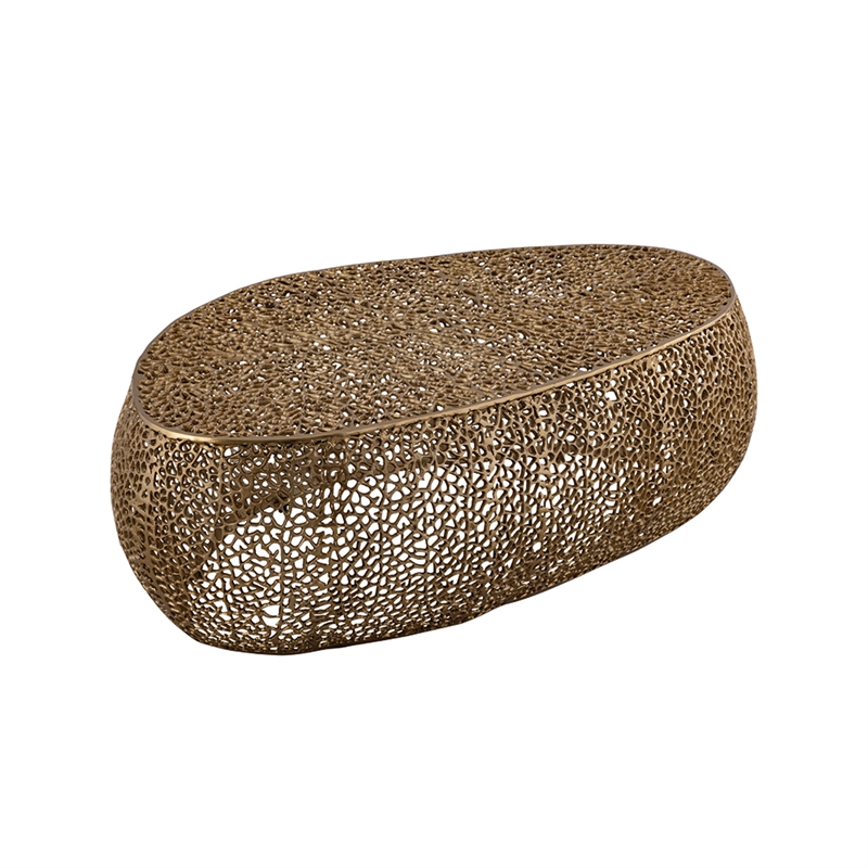 CT3601-50  Oval Shape Coffee Table Made with Aluminum in Gold Color