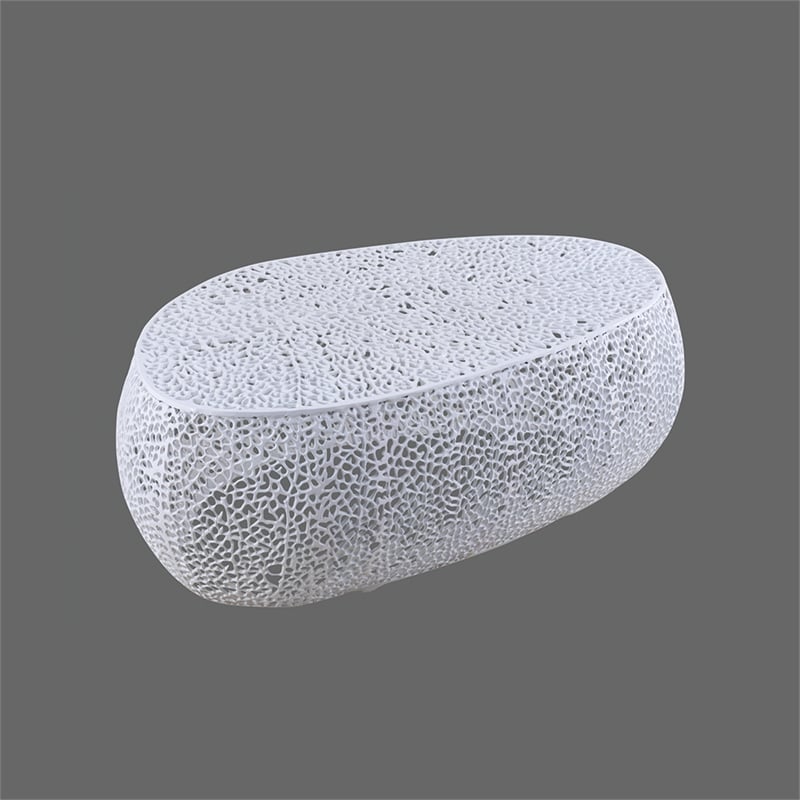 CT3601-50 Oval Shape Coffee Table Made with Aluminum in White Color