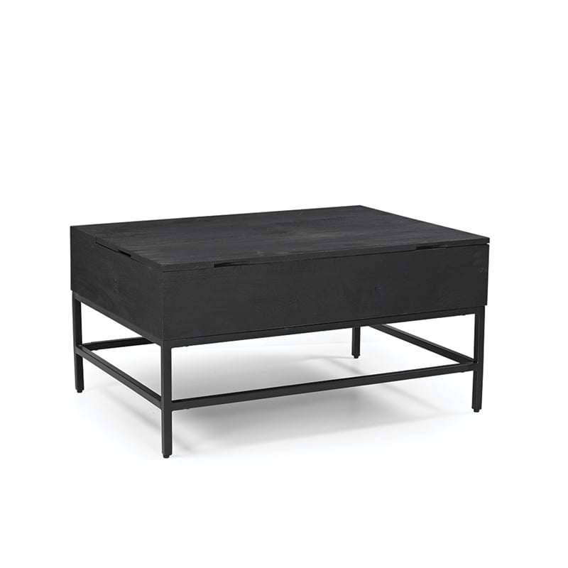 T1105-10 Lift Top Storage Coffee Table with Natural Finish in Black Color