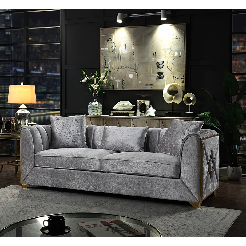Valencia Modern Style 2 PC Living room Set Made with Wood in Silver Color