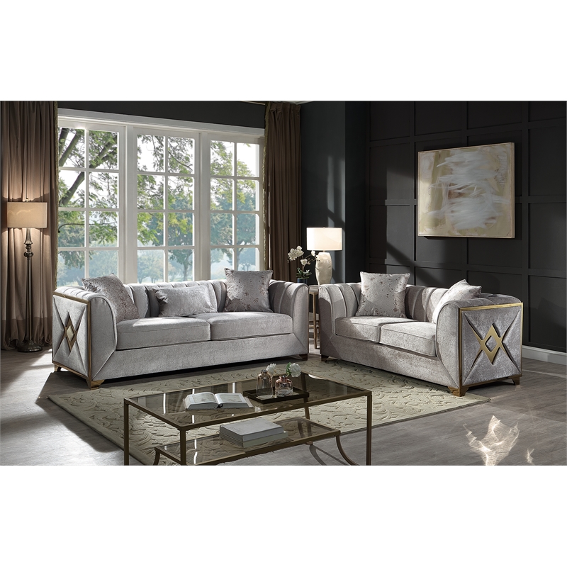 Valencia Modern Style 2 PC Living room Set Made with Wood in Cream Color