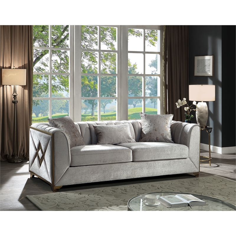 Valencia Modern Style 2 PC Living room Set Made with Wood in Cream Color