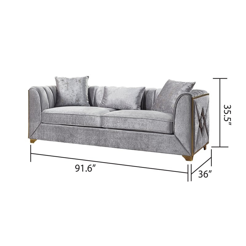 Valencia Modern Style Sofa in Gold Finish Made with Wood in Silver Color