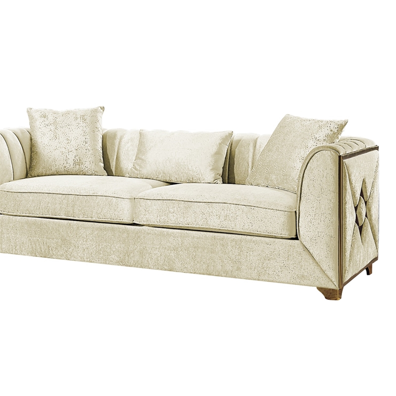 Valencia Modern Style Sofa in Gold Finish Made with Wood in Cream Color
