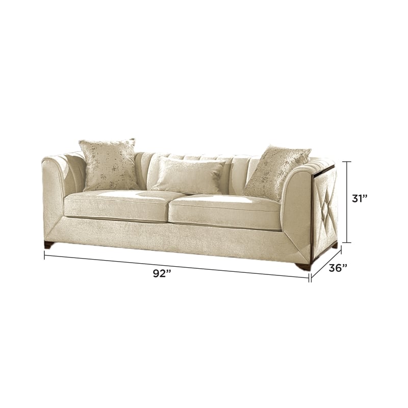 Valencia Modern Style Sofa in Gold Finish Made with Wood in Cream Color